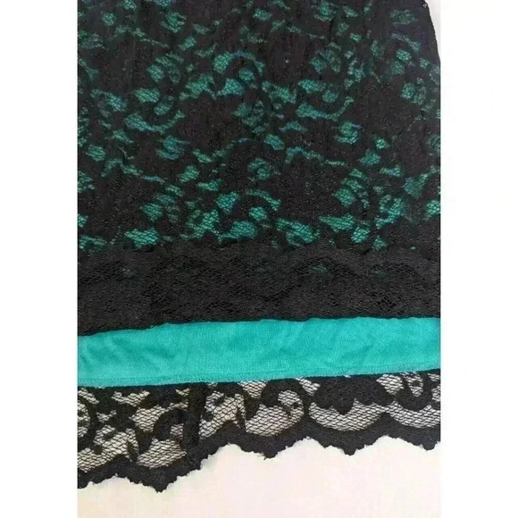 LF Ruby Rocks Lace Overlay Bodycon Black & Turquoise Blue Dress Small - Picture 9 of 10